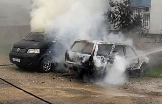 Park halindeki iki araç yandı